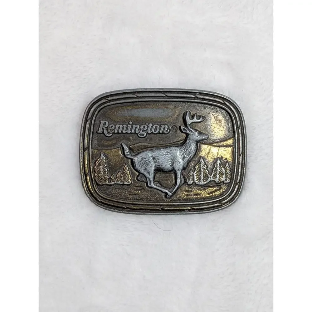 Remington Arms Company Inc. 1979 Running Deer Vintage Belt Buckle By Sid Bell